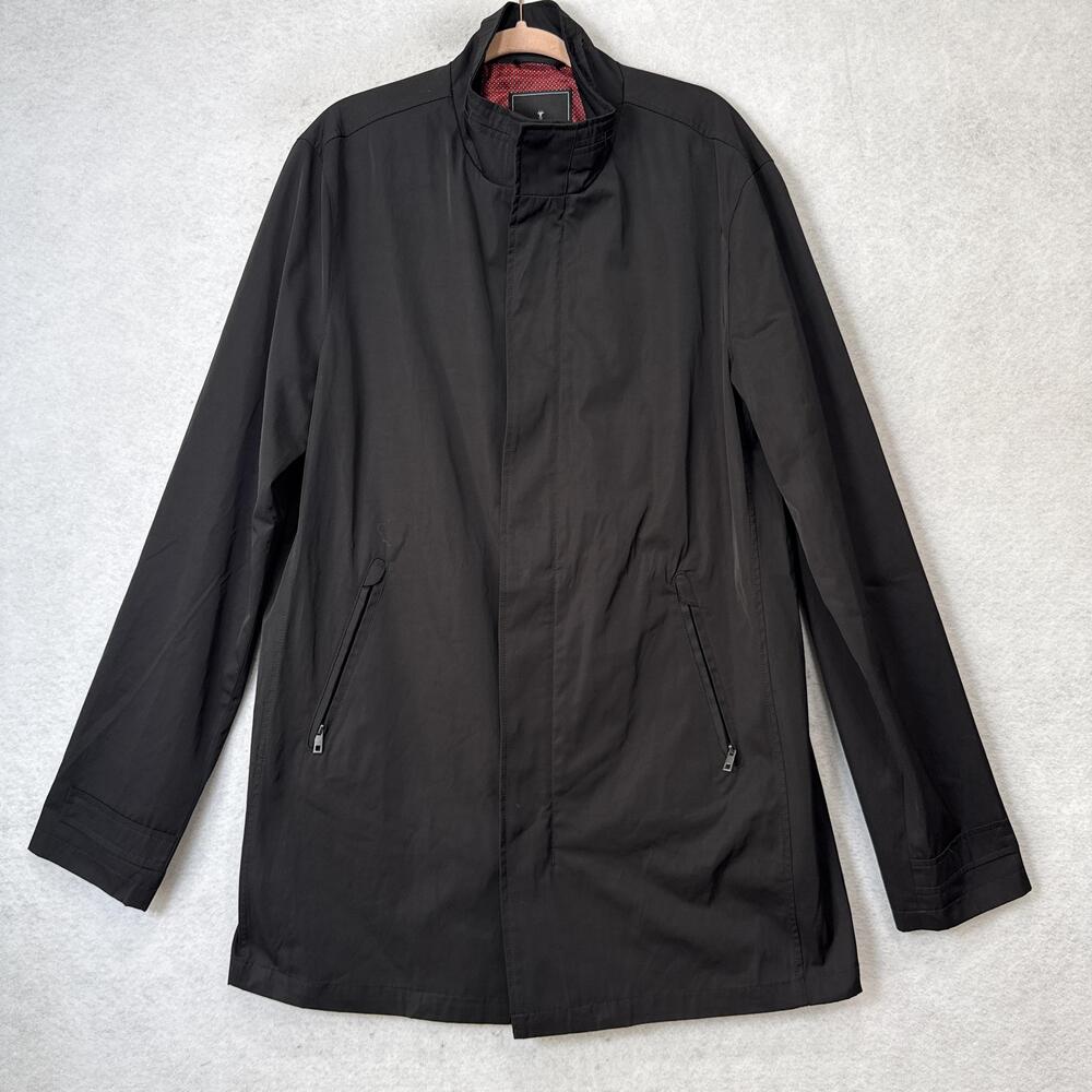 American Tall Coat Mens XLT Black Rain Car Coat Full Zip Lined Pockets Travel